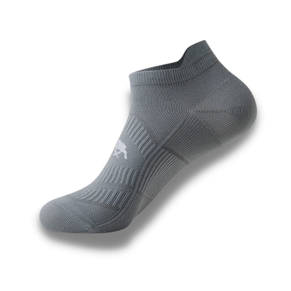 SockMoose grey ankle running socks, high performance, moisture wicking