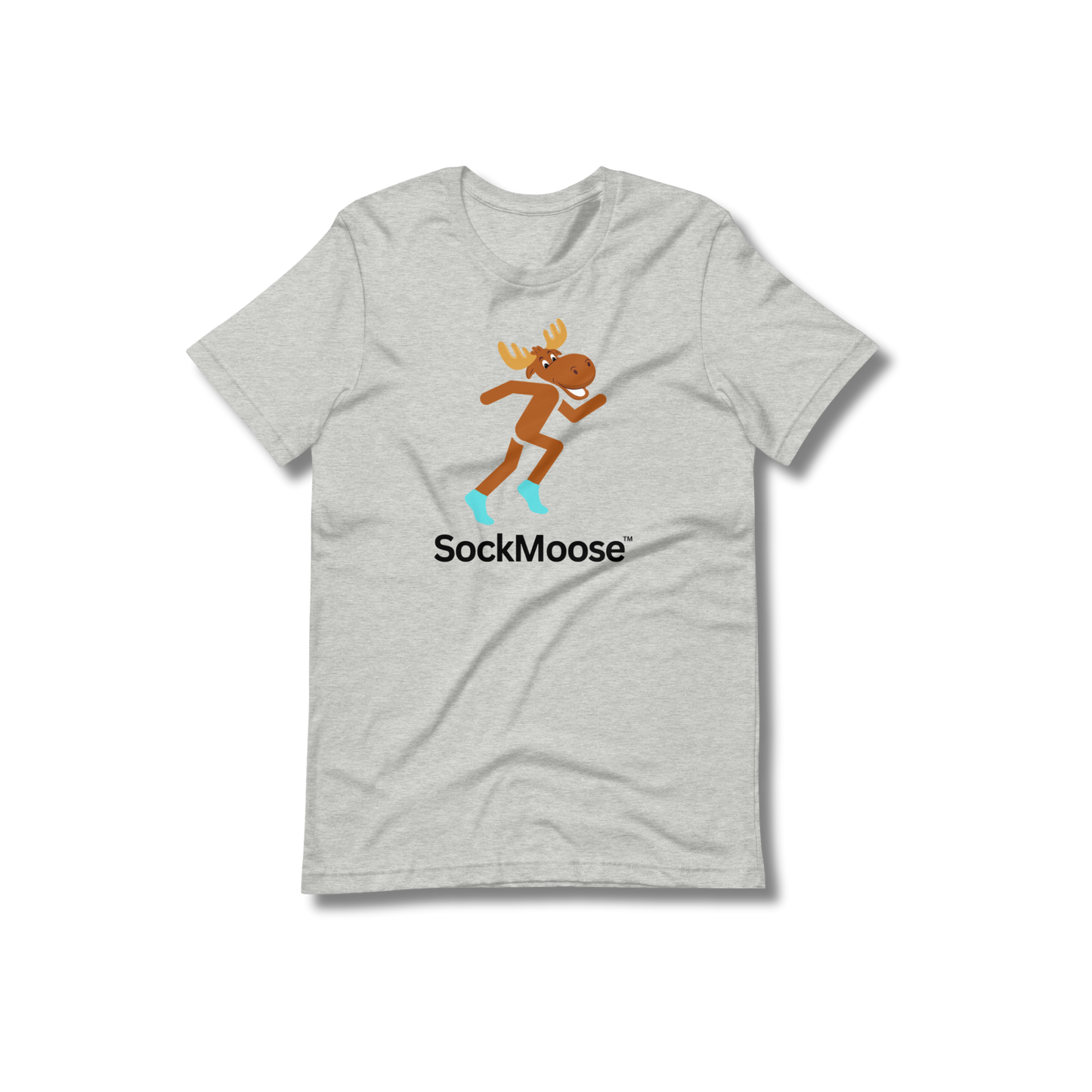 SockMoose running socks heather graphic t shirt with cartoon moose logo