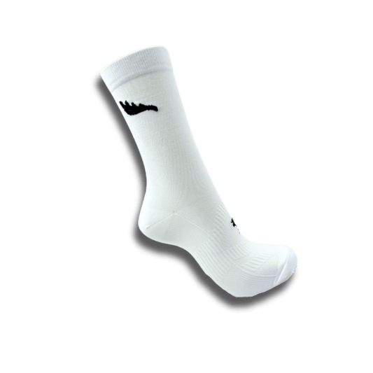 White crew length running sock - high performance, durable, breathable