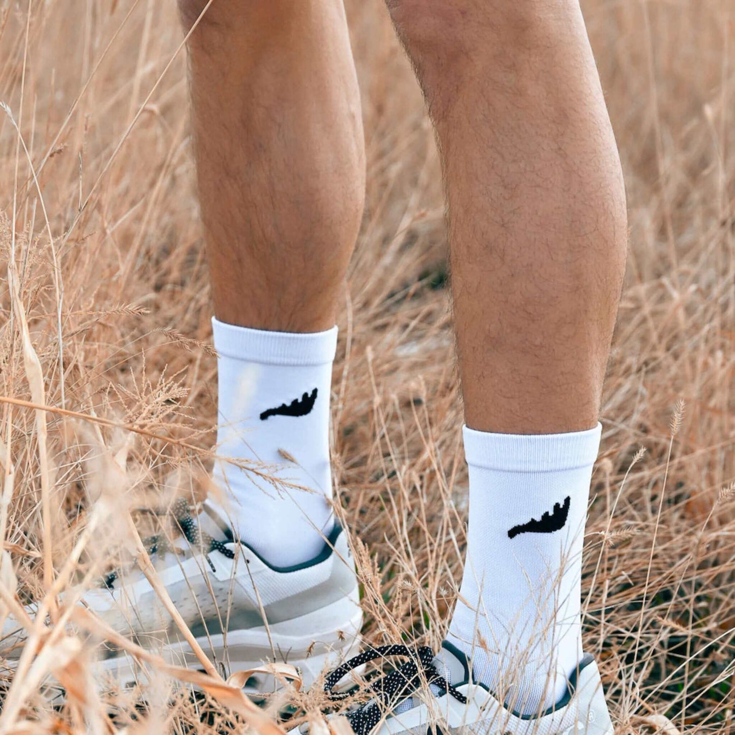 White running socks - crew length - high performance, durable, fast