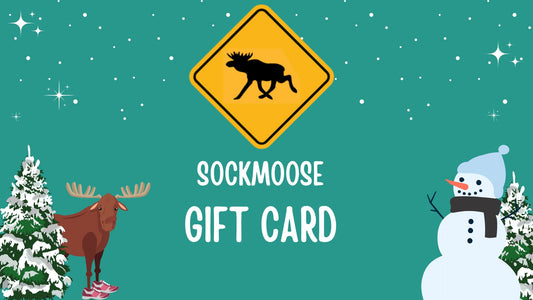 SockMoose Gift Card with Moose, Snow, and SockMoose Logo