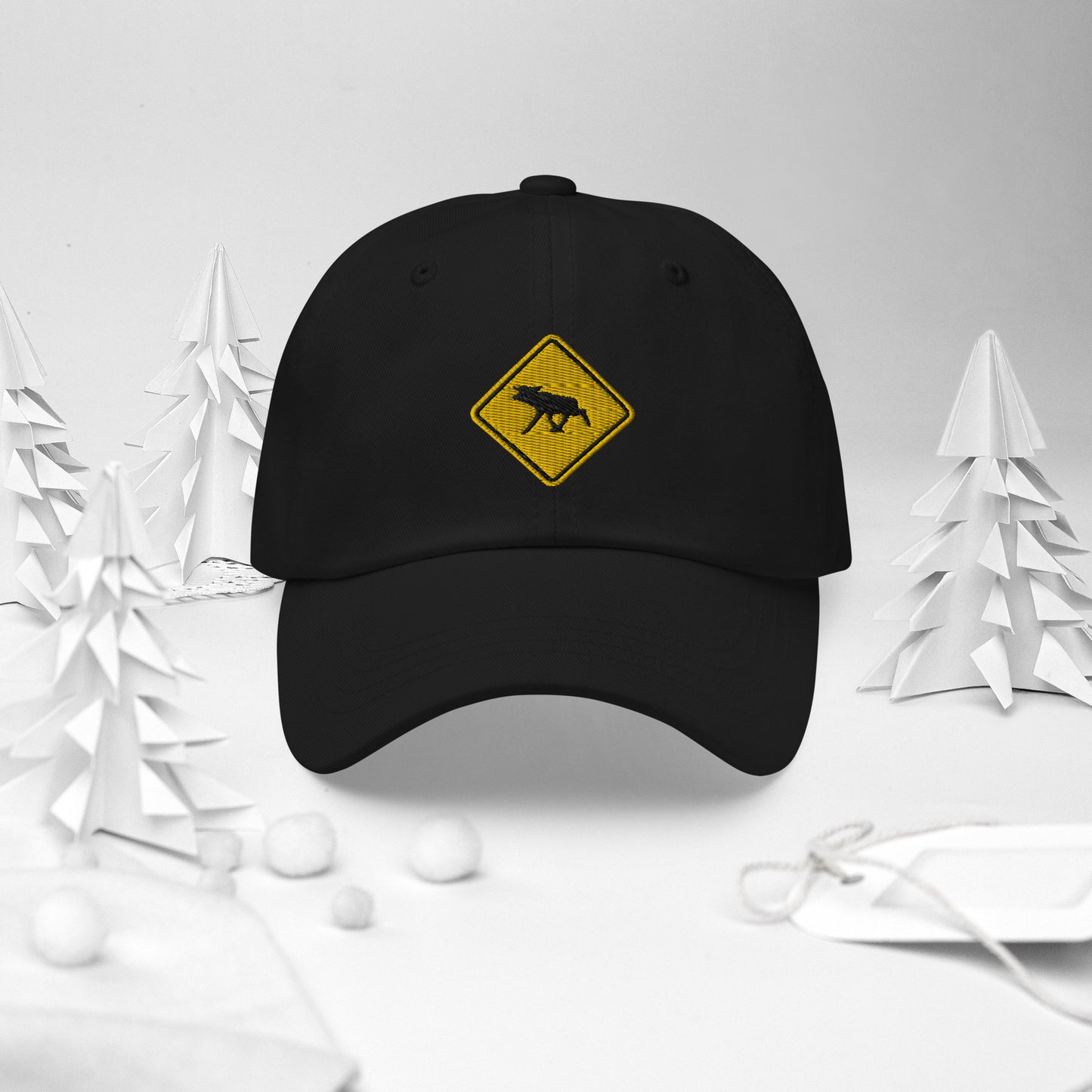 Our Dad Hat in Black- Comfortable Baseball Cap with Moose Sign Logo